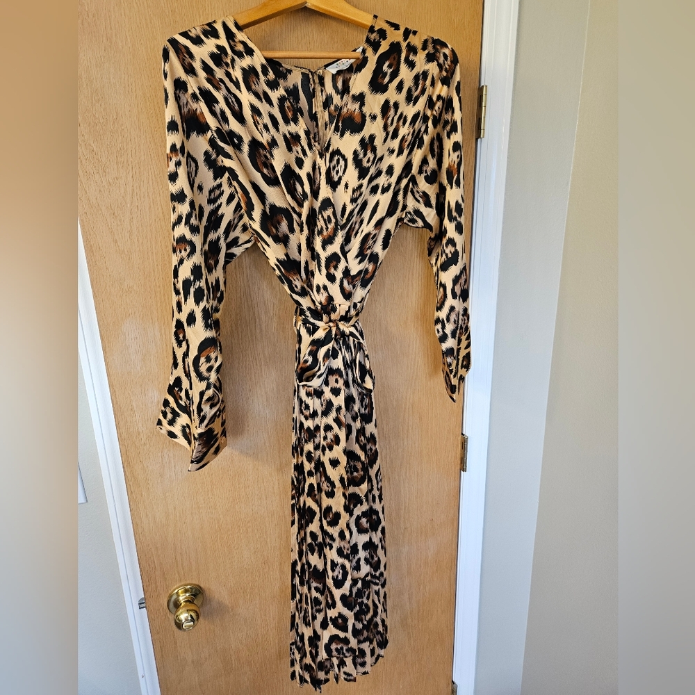 Leopard Print Faux Wrap Dress
